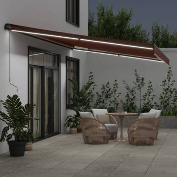 Manual Retractable Awning with LED Lights - Brown 600x350cm