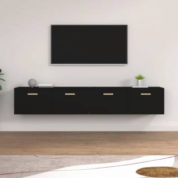 Stylish Black Wall Cabinets - 2 pcs | 100x36.5x35 cm