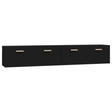 Stylish Black Wall Cabinets - 2 pcs | 100x36.5x35 cm