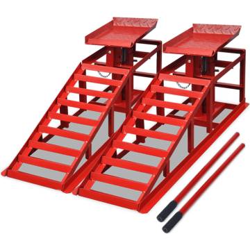 Car Repair Ramps - 2 pcs Red Steel | 2 Tonne Capacity