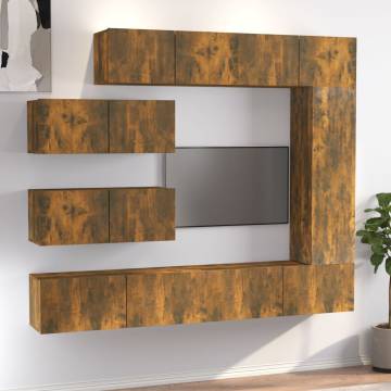 7 Piece TV Cabinet Set in Smoked Oak - Stylish & Functional