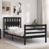 Bed Frame with Headboard Black Single Solid Wood Colour black Size 90 x 190 cm 