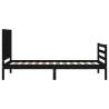 Black Single Solid Wood Bed Frame with Headboard | HipoMarket