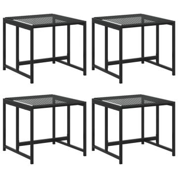 Garden Stools 4 Pcs Black Poly Rattan - Durable & Stylish