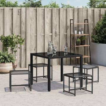 Garden Stools 4 Pcs Black Poly Rattan - Durable & Stylish