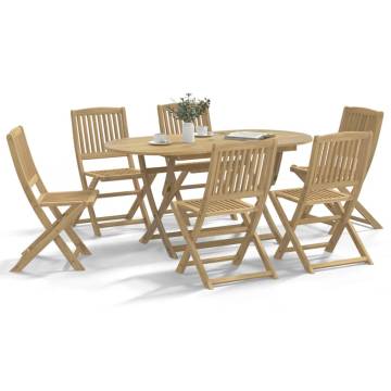 Folding Garden Chairs - 6 pcs Solid Acacia Wood | HipoMarket