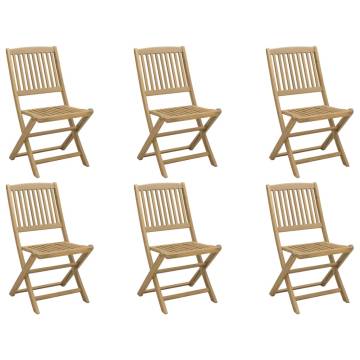 Folding Garden Chairs - 6 pcs Solid Acacia Wood | HipoMarket