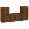 Stylish 3 Piece Brown Oak TV Cabinet Set | Hipomarket UK