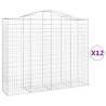 Arched Gabion Baskets 12 pcs - Galvanised Iron | HipoMarket