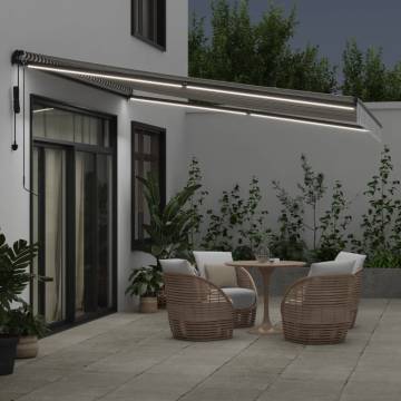 Automatic Retractable Awning with LEDs Anthracite & White - 400x300cm