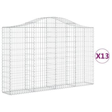 Arched Gabion Baskets - 13 pcs Galvanised Iron | Hipomarket UK