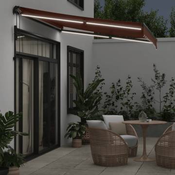 Brown Automatic Retractable Awning with LED - 300x250 cm