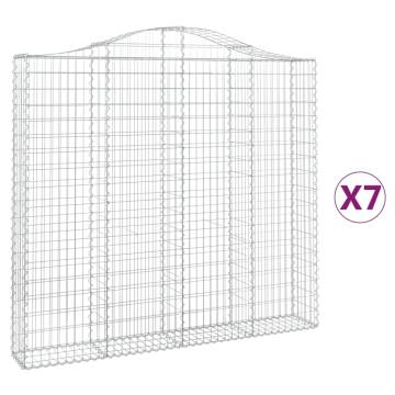 Arched Gabion Baskets - 7 pcs Galvanised Iron 200x30x180/200 cm