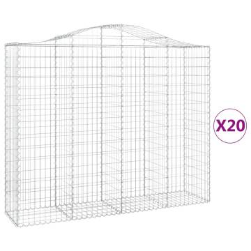 Arched Gabion Baskets - 20 pcs, Galvanised Iron | HipoMarket