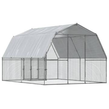 Chicken Cages 2 pcs with Roof - Silver Galvanised Steel