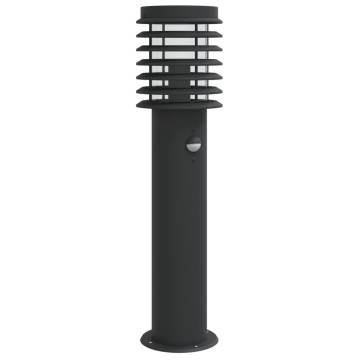 Outdoor Floor Lamp with Sensor - Black Stainless Steel 60cm