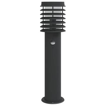 Outdoor Floor Lamp with Sensor - Black Stainless Steel 60cm