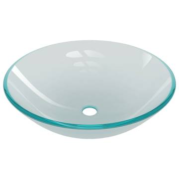 Stylish Frosted Glass Bathroom Sink with Tap & Push Drain