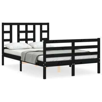 Stylish Black Bed Frame with Headboard - 120x200 cm