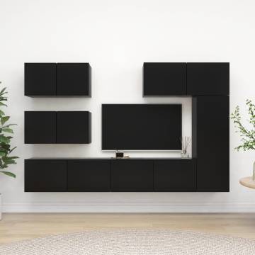 6 Piece Black TV Cabinet Set - Modern Design & Sturdy Storage