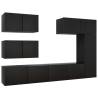 6 Piece Black TV Cabinet Set - Modern Design & Sturdy Storage