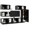 6 Piece Black TV Cabinet Set - Modern Design & Sturdy Storage