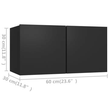 6 Piece Black TV Cabinet Set - Modern Design & Sturdy Storage