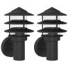 Outdoor Wall Lights 2pcs in Black Stainless Steel | HipoMarket