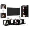 5 Piece Black Engineered Wood TV Cabinet Set - HipoMarket