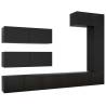 7 Piece Black Engineered Wood TV Cabinet Set | HipoMarket