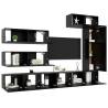 7 Piece Black Engineered Wood TV Cabinet Set | HipoMarket