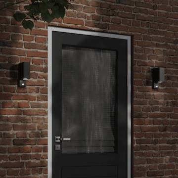 Outdoor Wall Light with Sensor - Black Die-cast Aluminium