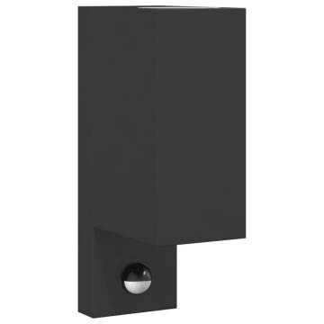 Outdoor Wall Light with Sensor - Black Die-cast Aluminium