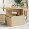 Garden Table Beige 100x55x73 cm Poly Rattan and Acacia Wood Colour beige Quantity in Package 1 Material wood 