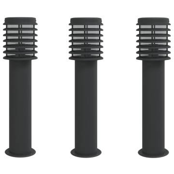 3pcs Black Outdoor Floor Lamps - 60 cm Stainless Steel