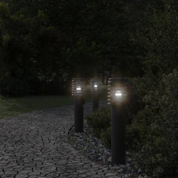 3pcs Black Outdoor Floor Lamps - 60 cm Stainless Steel