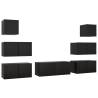 7 Piece Black TV Cabinet Set - Modern Engineered Wood Design