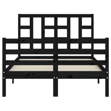 Stylish Black Bed Frame with Headboard - 120x200 cm