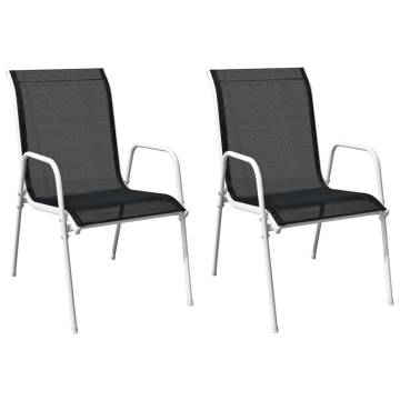 Stackable Garden Chairs 2 pcs - Stylish Steel & Textilene