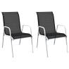 Stackable Garden Chairs 2 pcs Steel and Textilene Black Colour black and grey Quantity in Package 2 Number of 1 