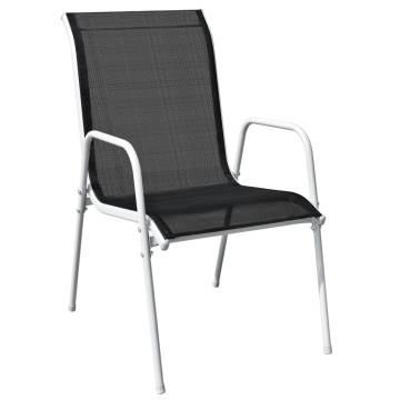 Stackable Garden Chairs 2 pcs - Stylish Steel & Textilene