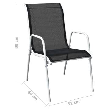 Stackable Garden Chairs 2 pcs - Stylish Steel & Textilene