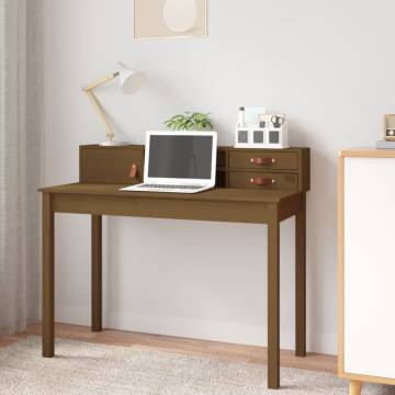 Stylish Honey Brown Desk - Solid Pine Wood 110x50x93 cm