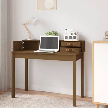 Stylish Honey Brown Desk - Solid Pine Wood 110x50x93 cm