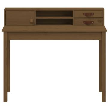 Stylish Honey Brown Desk - Solid Pine Wood 110x50x93 cm