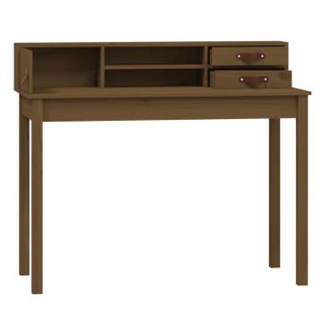 Stylish Honey Brown Desk - Solid Pine Wood 110x50x93 cm