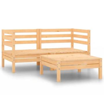 3 Piece Garden Lounge Set - Solid Pinewood Furniture