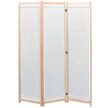 3-Panel Cream Room Divider - Stylish & Versatile Partition