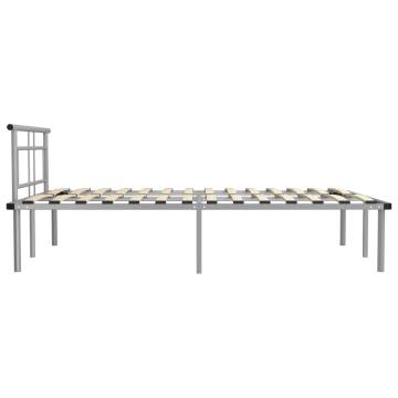 Grey Metal Bed Frame 160x200 cm - Elegant & Sturdy Design