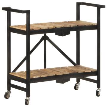 Solid Mango Wood Kitchen Trolley - Rustic & Durable Design